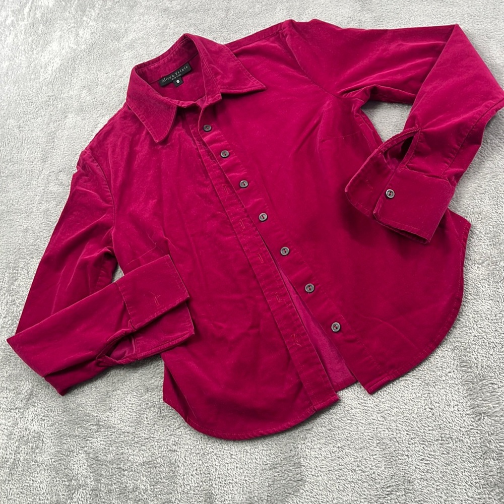Alice & Trixie S Vintage Pink USA Made Long Sleeve Corduroy Button Down Shirt‎